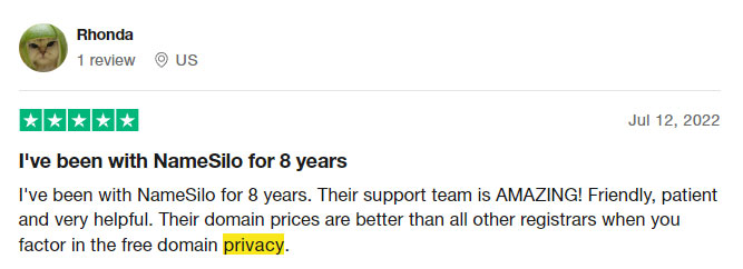 namesilo customer review