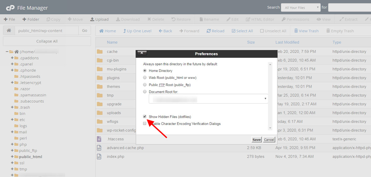 Show htaccess cPanel