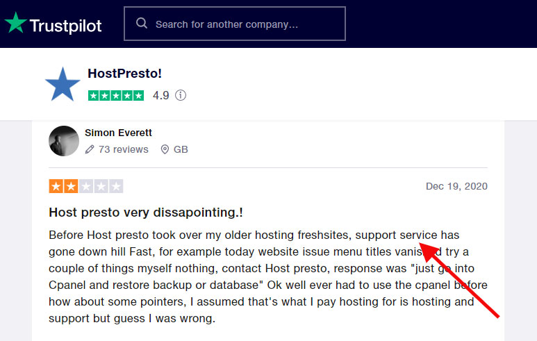 hostpresto trustpilot 1