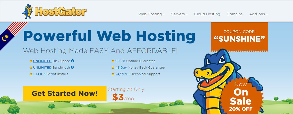 HostGator malaysia homepage