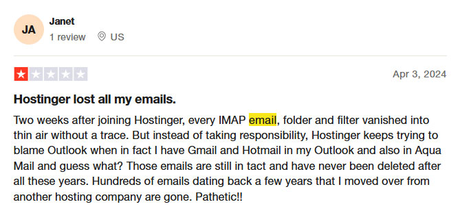 hostinger emails lost