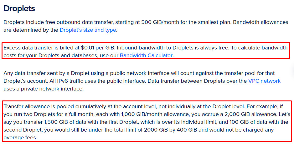 extra bandwidth billing rate