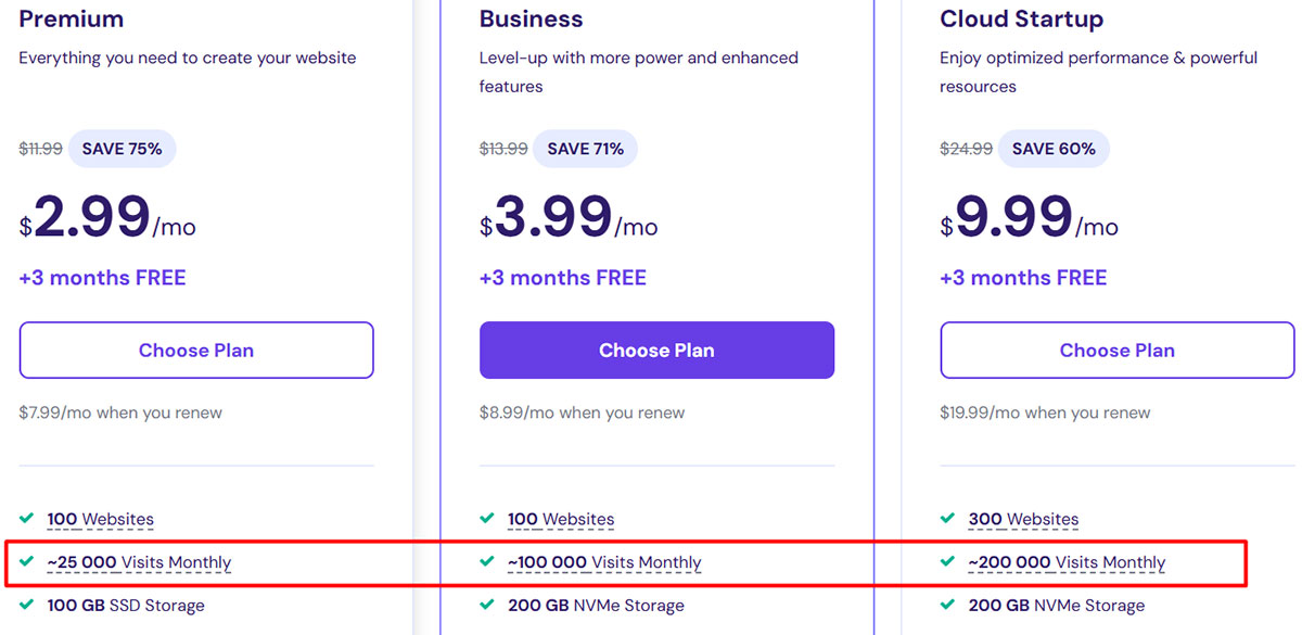 various hostinger hosting plans