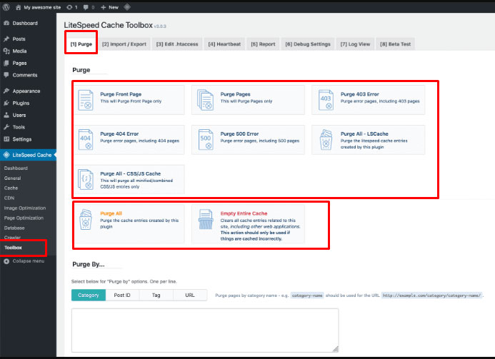 clear litespeed cache for wordpress