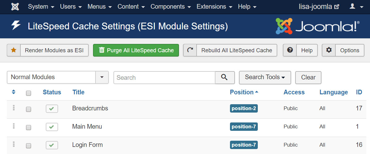 clear joomla cache
