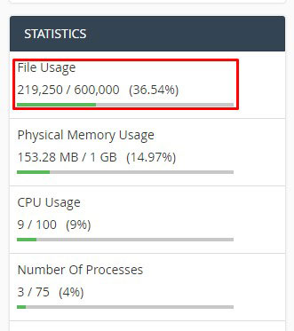 file usage cpanel