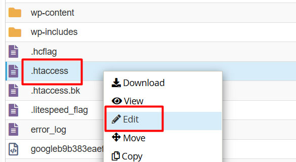 editing htaccess file