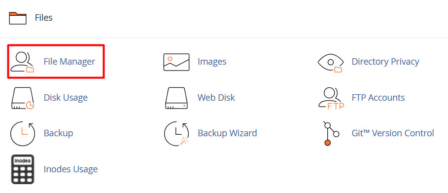 navigating to cpanels file manager