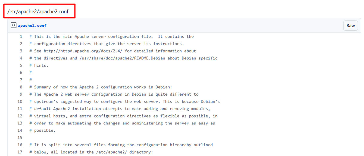 apache2 editing configuration file