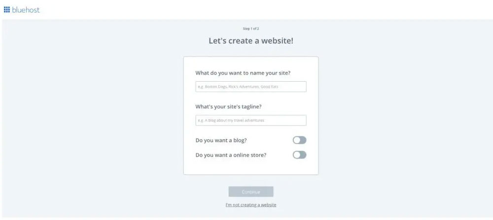 bluehost blog creation