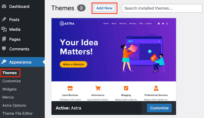 adding wordpress theme