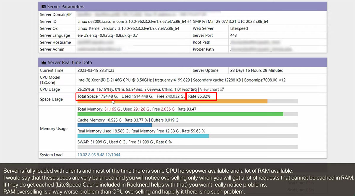 analyzing server overselling using script