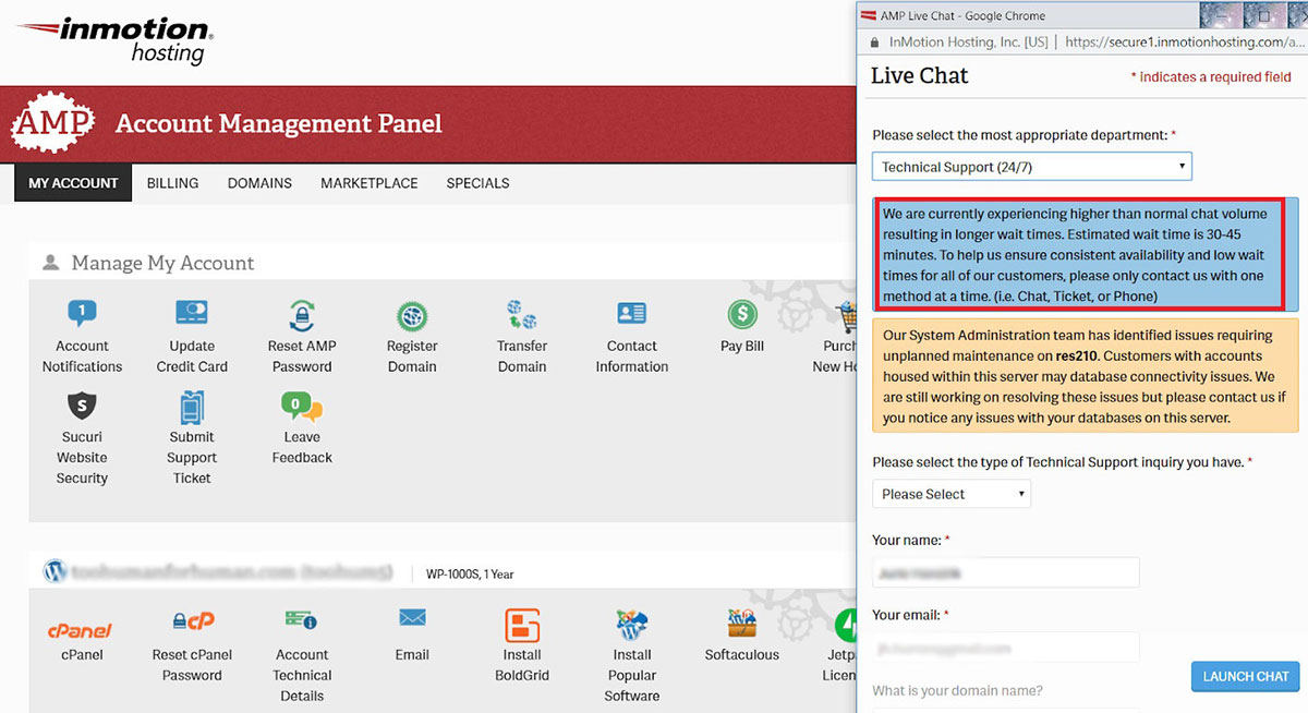 inmotion hosting customer support