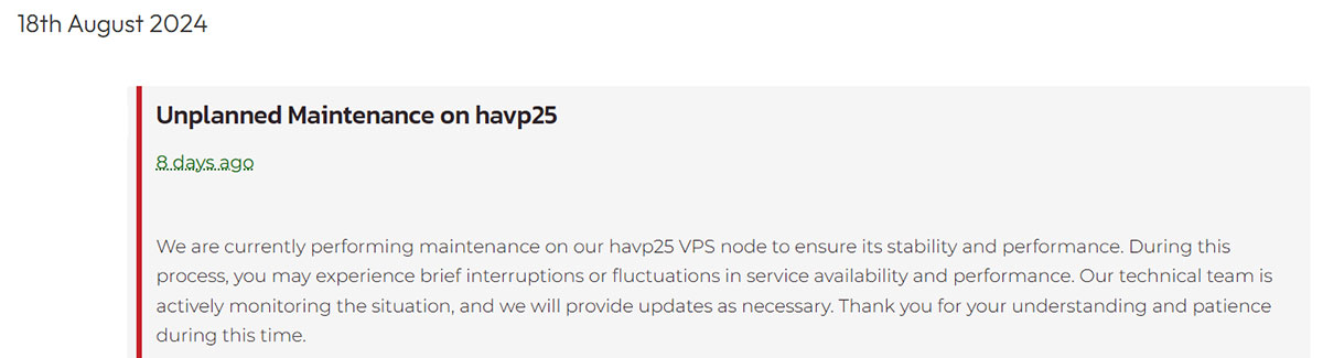 inmotion hosting unplanned maintenance