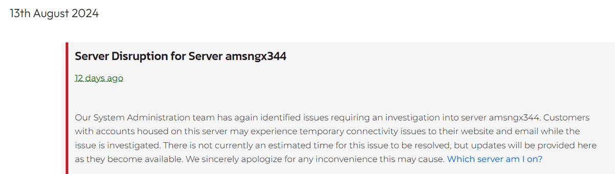 inmotion hosting server disruption issue