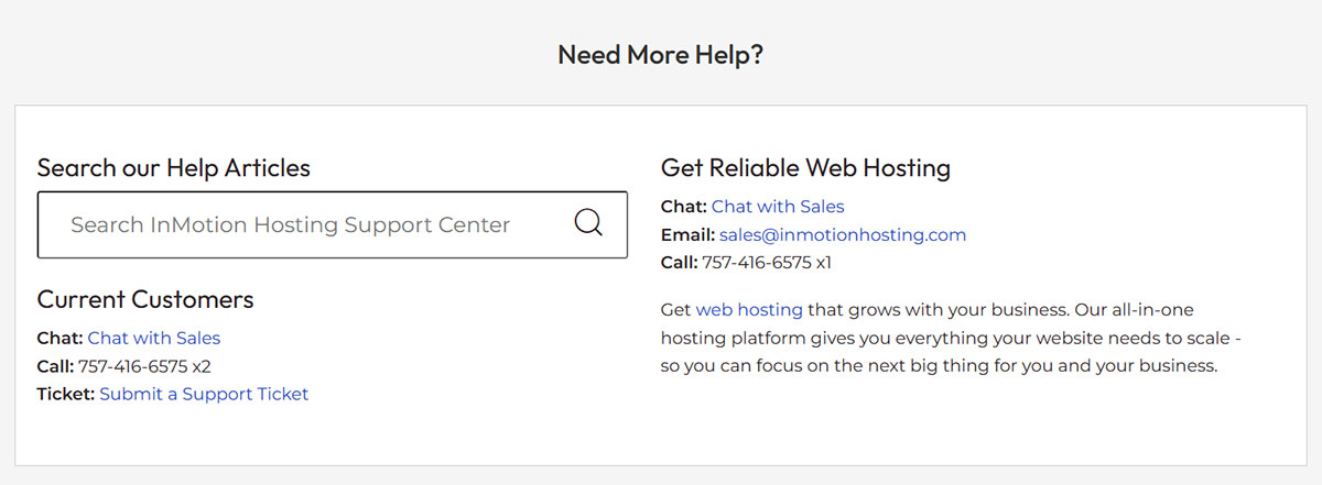customer support with inmotion hosting