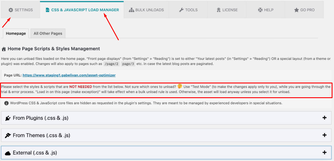 css and javasript load manager