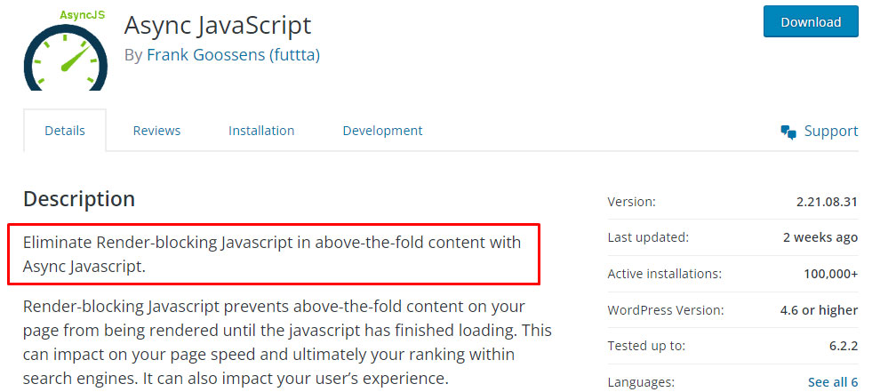enable asynchronous loading ipage wordpress