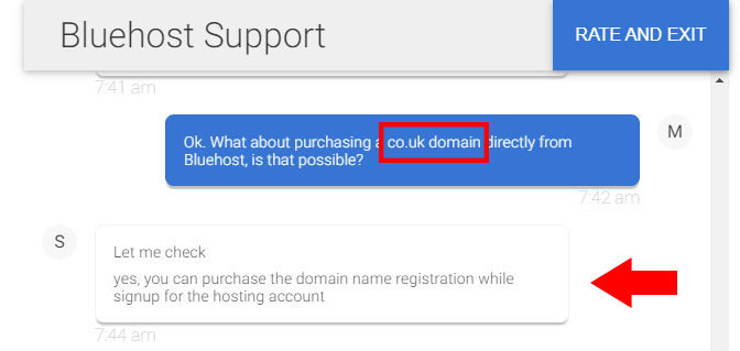 bluehost purchasing a new .co.uk domain
