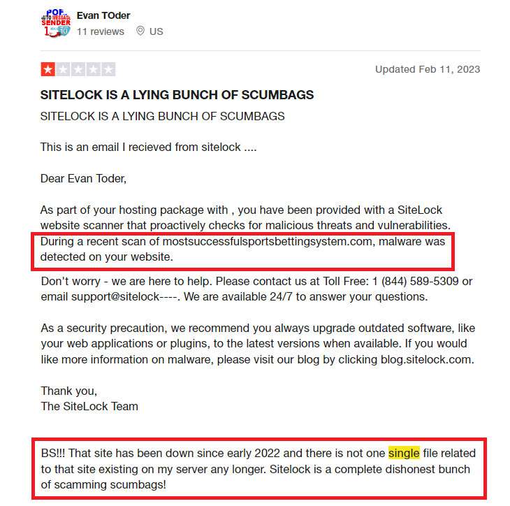 user exposing sitelocks false claims