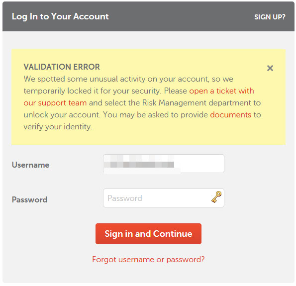 account suspension on unusual activity