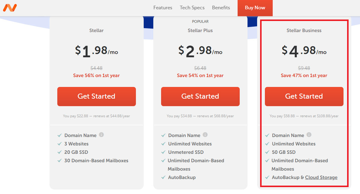namecheap stellar business plan