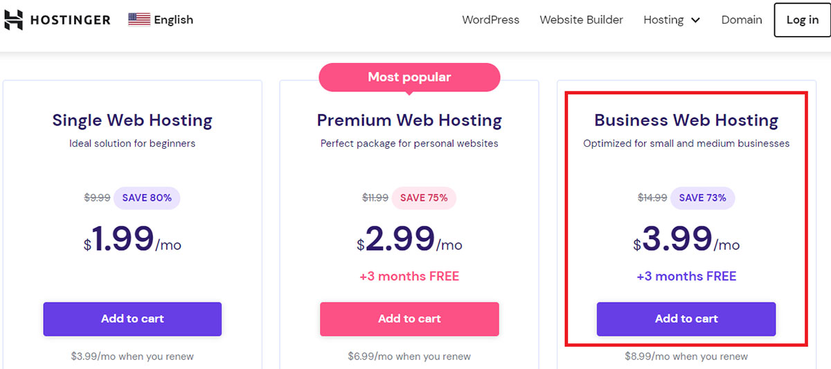 hostinger business plan