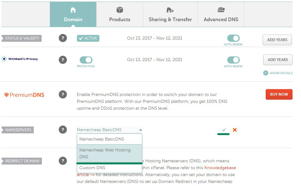 namecheap personal nameservers