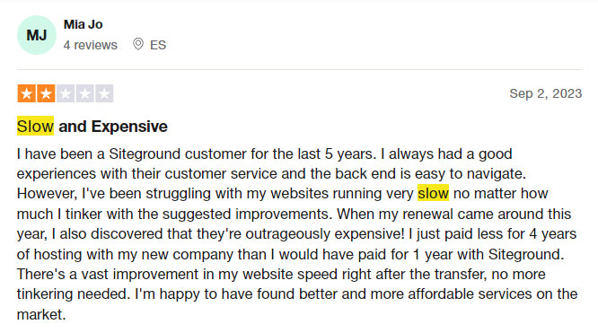 siteground review on performance