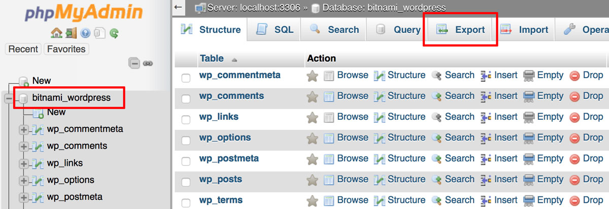 export database from mysql