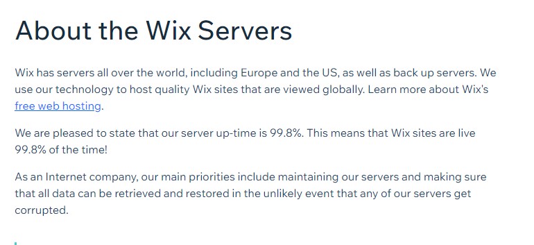 Wix server location