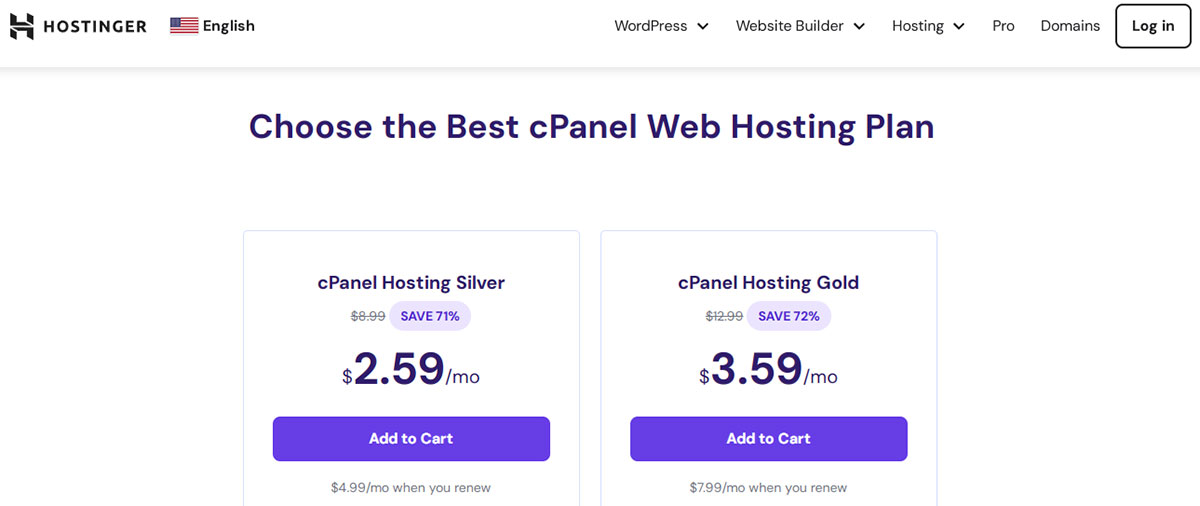 hostingers cpanel hosting plans