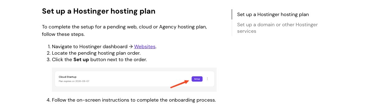 hostinger hosting plan setup