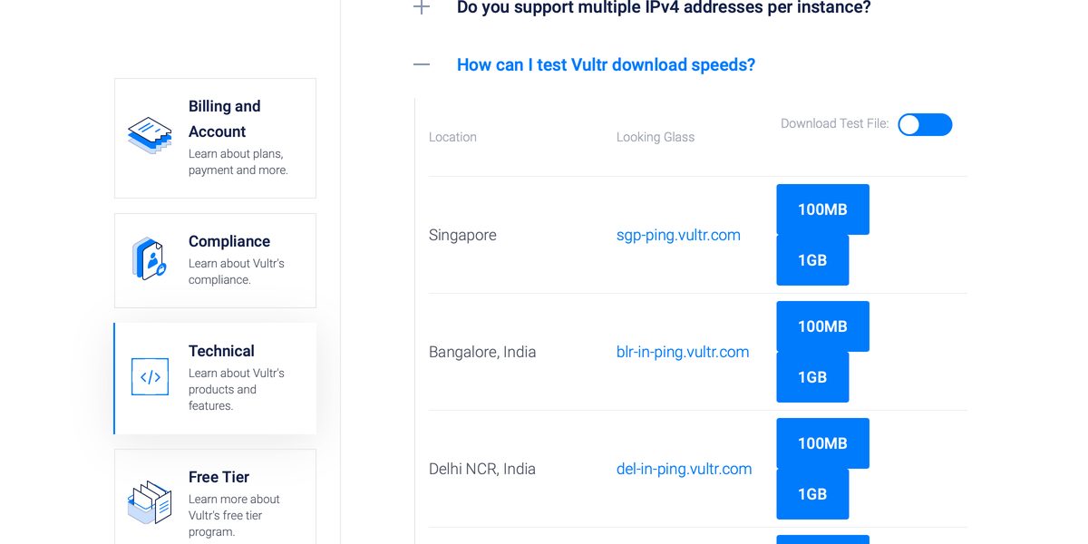 vultr speed test for servers