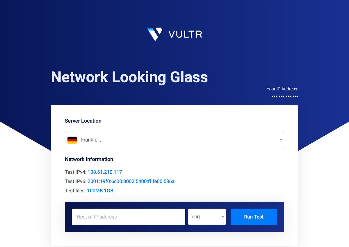 server location speed test vultr