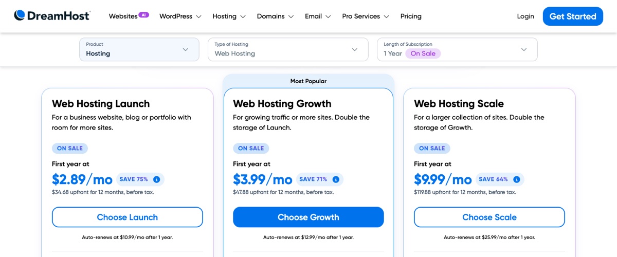 dreamhost web hosting plans 2026