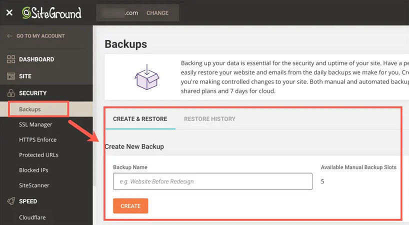 siteground backup restore tool