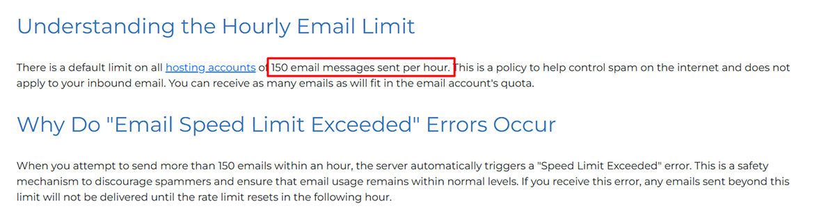 bluehost email sending limit