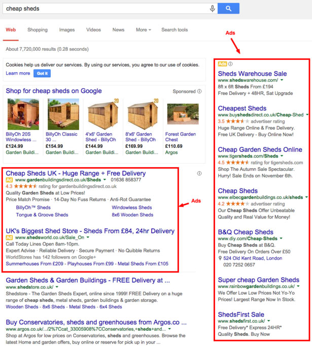 Google Adwords Paid Ads Example