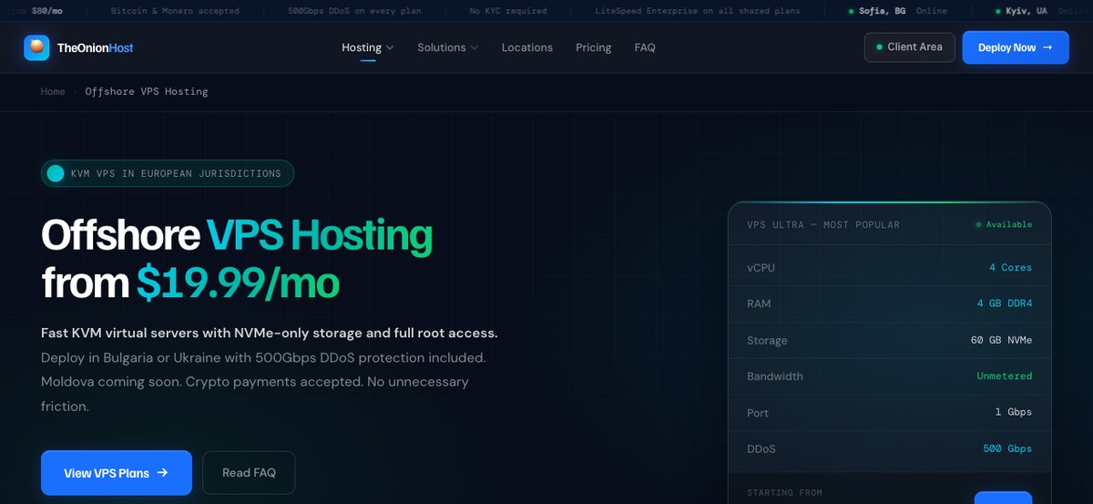 the onion host offshore vps