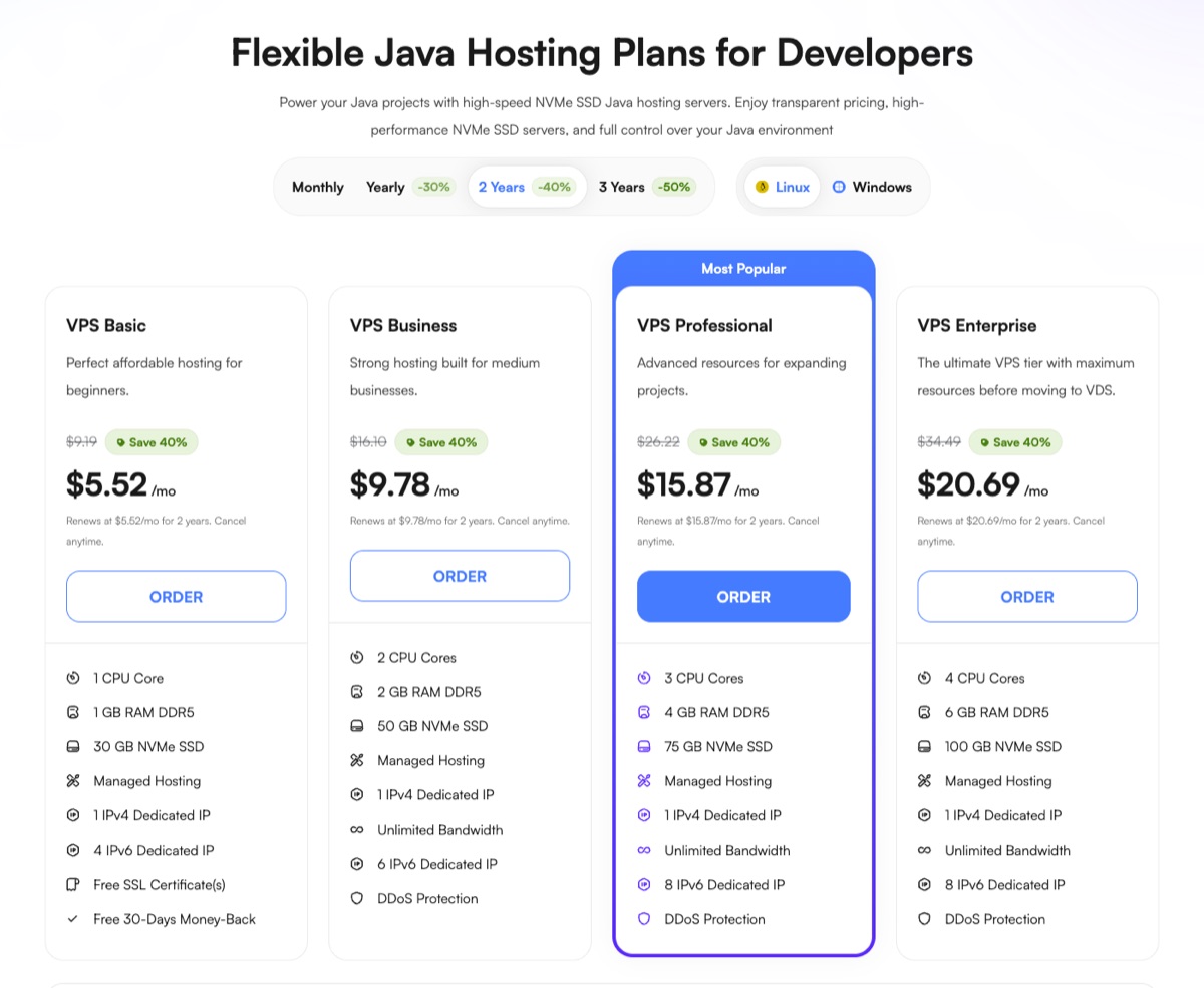 ultahost java vps plans
