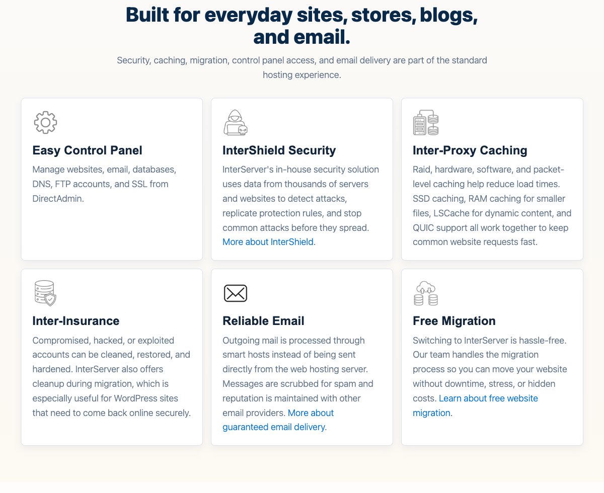 interserver web hosting features