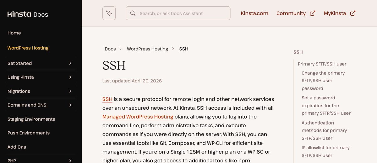 kinsta ssh access