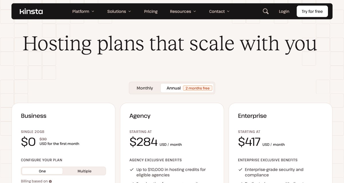 kinsta ssh hosting plans