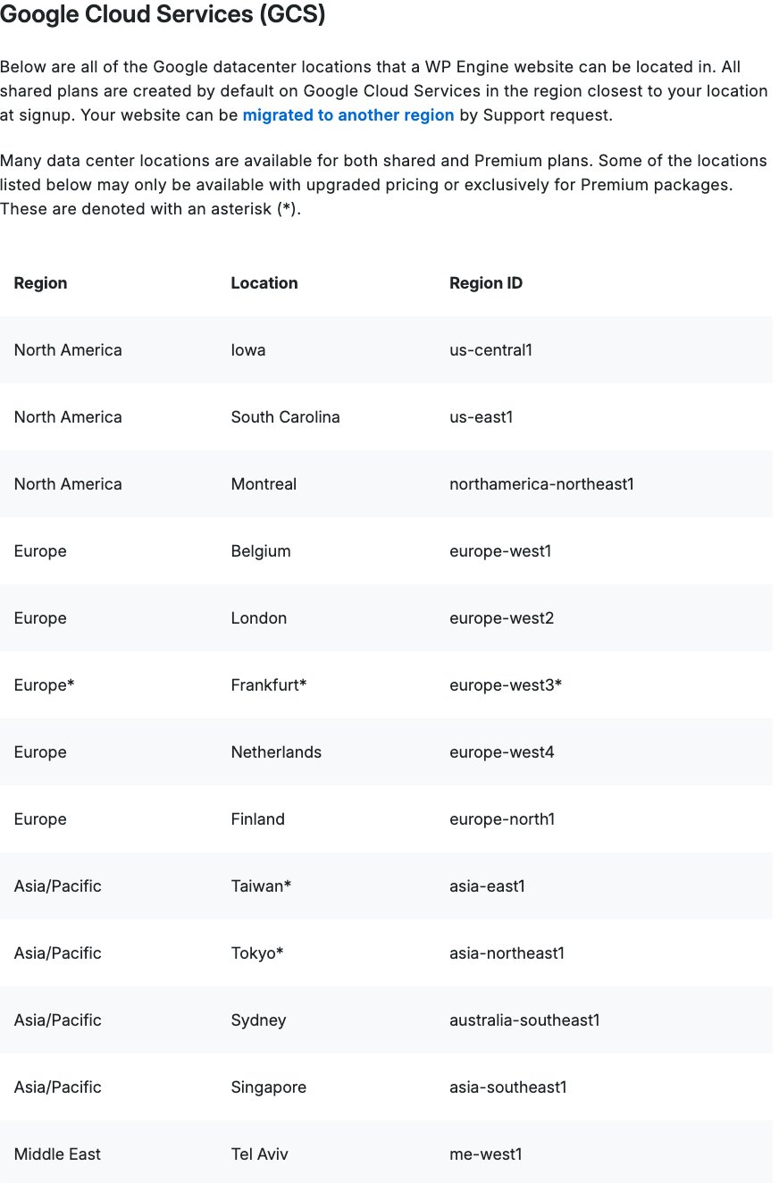 wpengine google cloud data centers 2026
