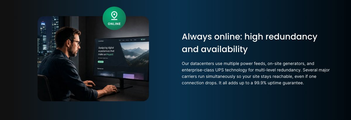 siteground 99.9% uptime guarantee redundancy