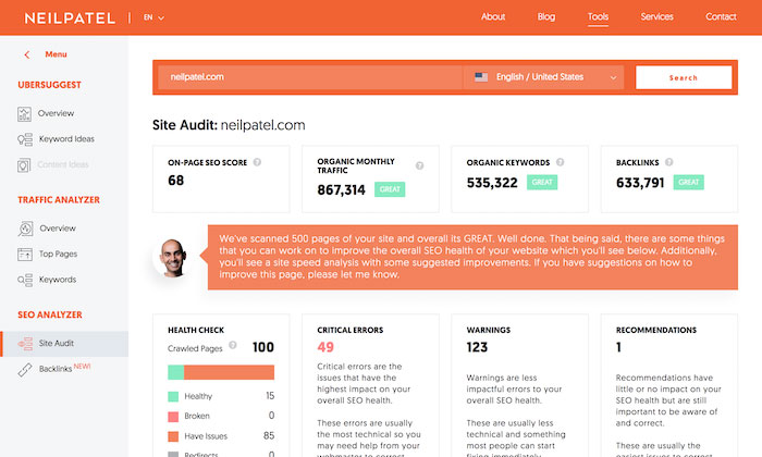 Neil Patel Onpage SEO Audit