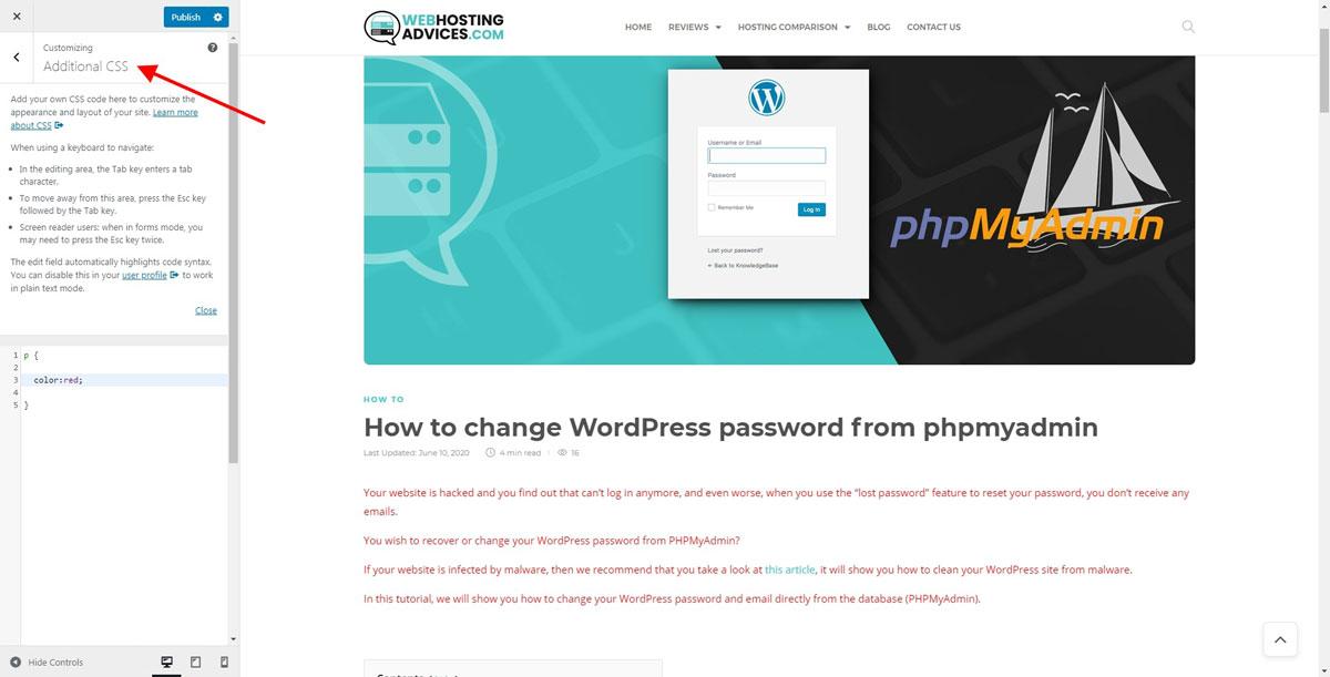 additional css wordpress