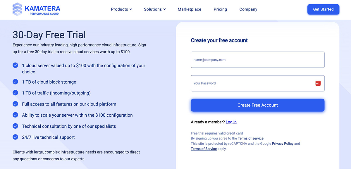 kamatera free trial