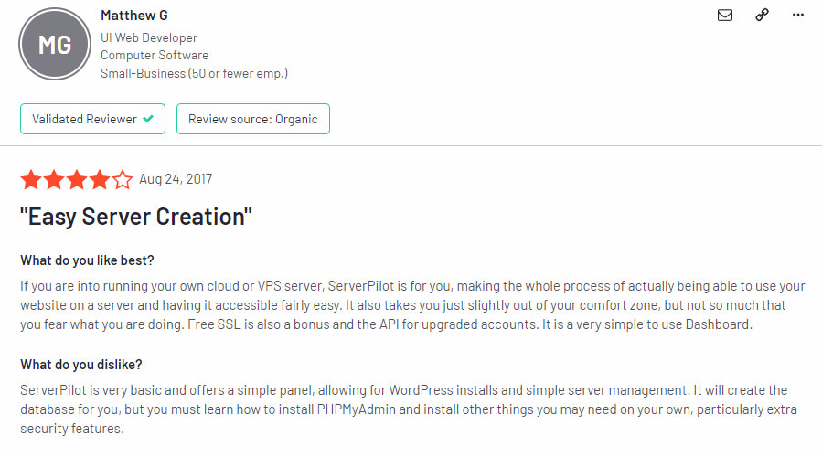 serverpilot review on g2